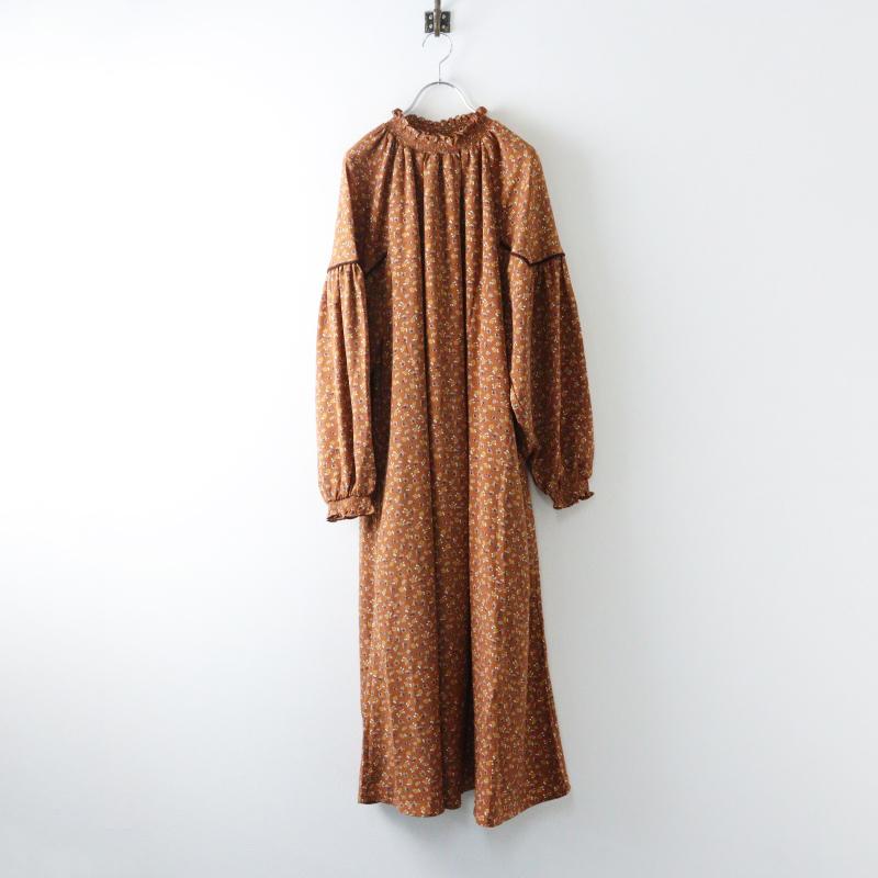 未使用 定価25960円 2023AW ホワイト WHYTO. VINTAGE FLOWER DRESS ヴィンテージフラワードレス 38 キャメル■【2400015092317】