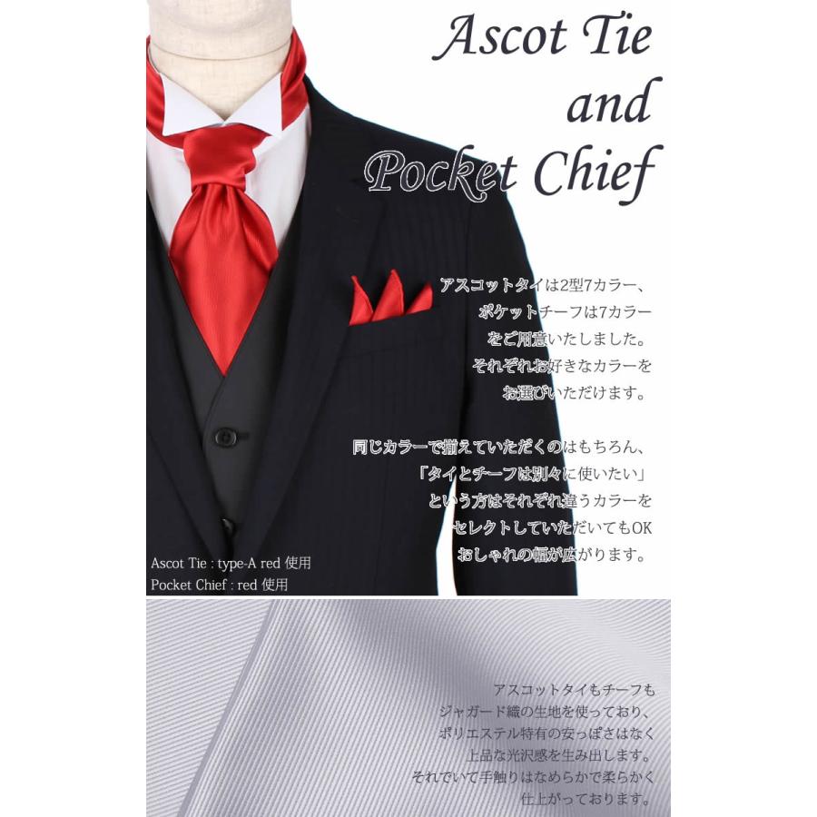 アスコットタイ・ポケットチーフ 2点セット メンズ 紳士用