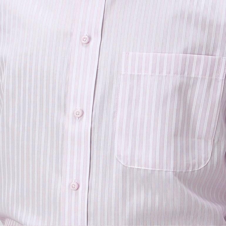 襟高デザイン 長袖ワイシャツ ボタンダウン 2枚衿風 ダブルカラー