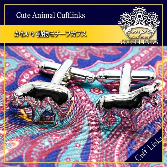 くまモチーフカフス カフスリンクス カフスボタン 銀 牛 フォーマル 男 誕生日 プレゼント 人気 Cuffs |  | 01