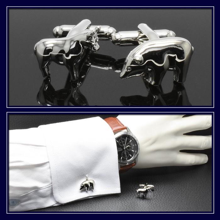 くまモチーフカフス カフスリンクス カフスボタン 銀 牛 フォーマル 男 誕生日 プレゼント 人気 Cuffs |  | 02
