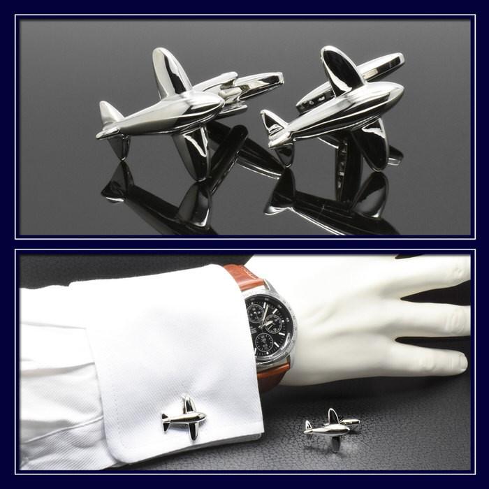 銀製　飛行機型カフリンクス カフス カフスボタン SWANK スワンク 飛行機 シルバー