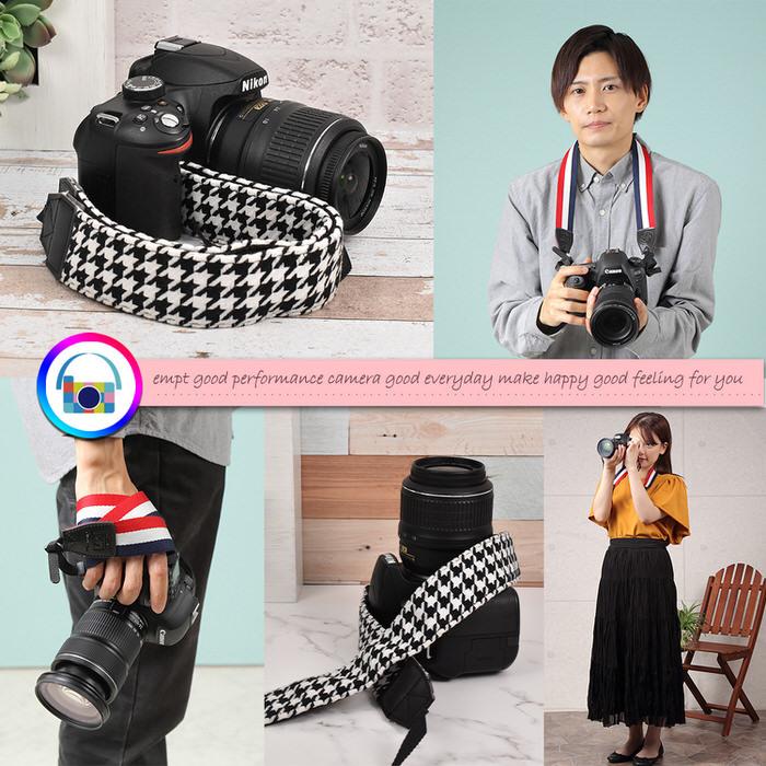 カメラストラップ 千鳥格子 パターン ブラック ホワイト 黒 白 ストラップ コンデジ デジカメ かわいい 耐久性 初心者 上級者 一押し カメラベルト シンプル Em3001 御茶専科hervias ハービアス 通販 Yahoo ショッピング