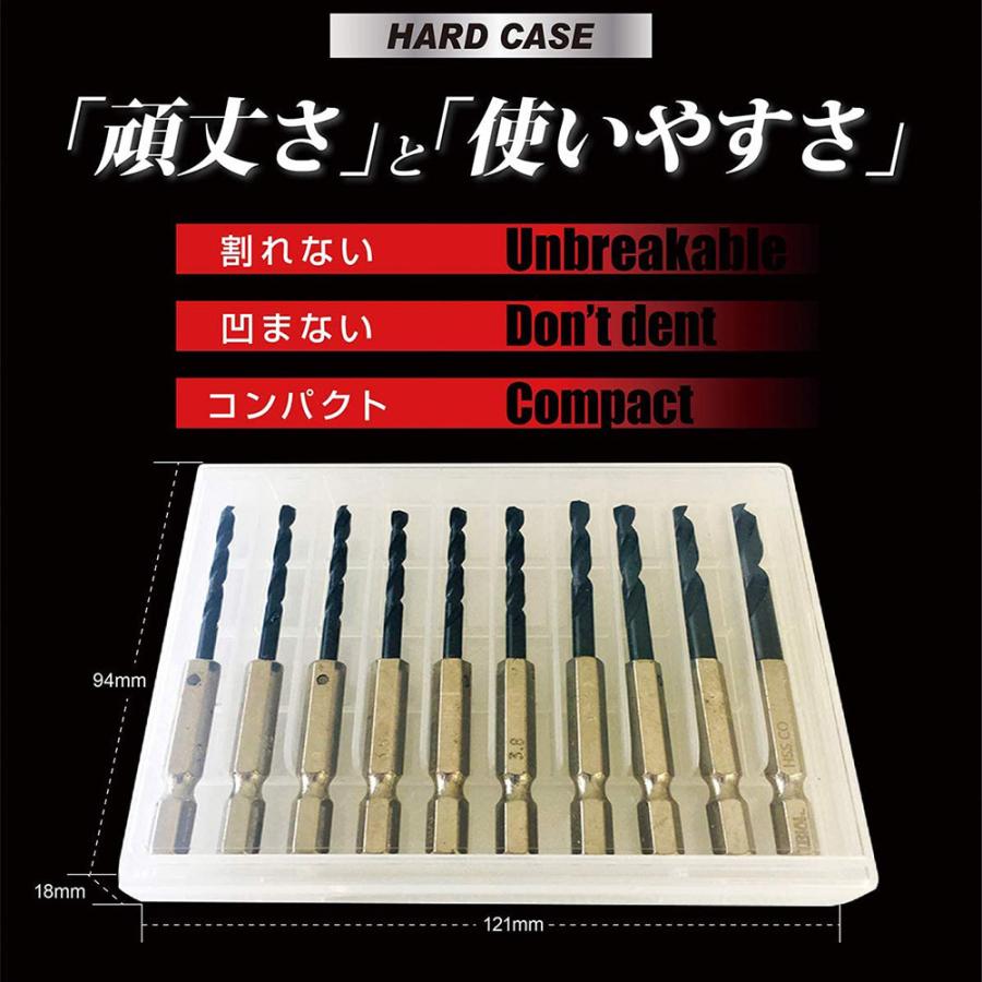 六角軸 ステンレス・鉄工用 ドリルビット キリ ケースセット(10 六角軸 ステンレス・鉄工用 ドリルビット キリ ケースセット(10