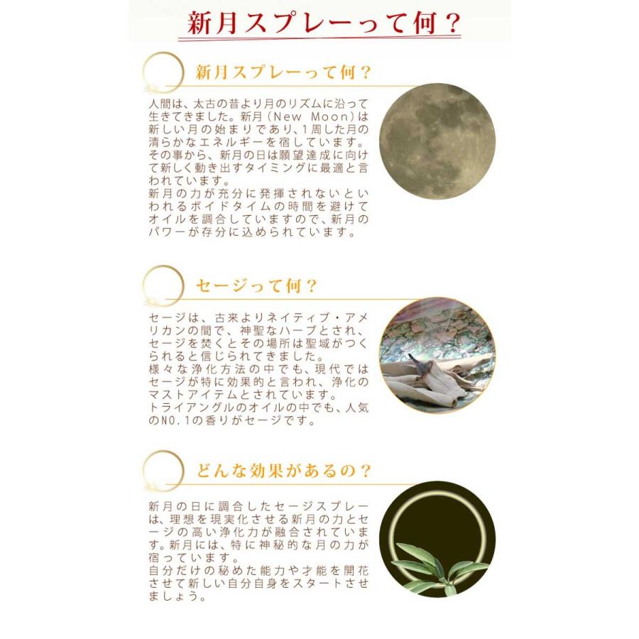 新月スプレー アロマスプレー セージ 黒水晶入り New Moon Aroma Spray セージ メール便不可 Tgmoroil パワーストーン トライアングル 通販 Yahoo ショッピング