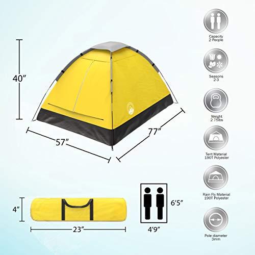 2 Person Dome Tent  Rain Fly & Carry Bag  Easy Set UpGreat for Camping Back｜triangles-asia｜02