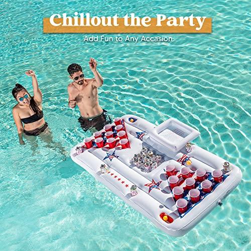JOYIN Summer Pool Games Inflatable Pong Table Float for Adults 6x3 Ft Summe|triangles-asia|06