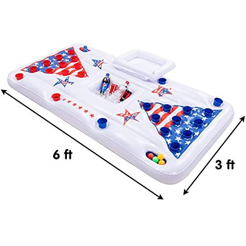 JOYIN Summer Pool Games Inflatable Pong Table Float for Adults 6x3 Ft Summe|triangles-asia|07