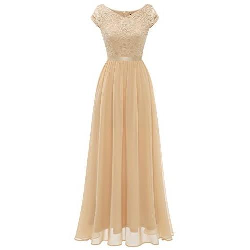 DTESSTELLS Champagne Dress for Women Formal Dress Party Evening Gown with C