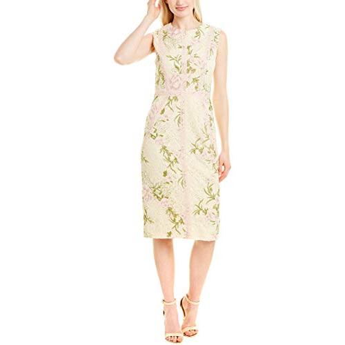 【逸品】 Dress the Population Women's Penelope Sleeveless Lace Sheath Dress Cream/Bl ナイトドレス