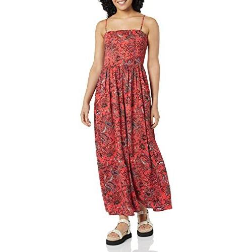 【メーカー直売】 Goodthreads Women's XLarge Paisley Red Dress Maxi Cami SmockBack Georgette ナイトドレス