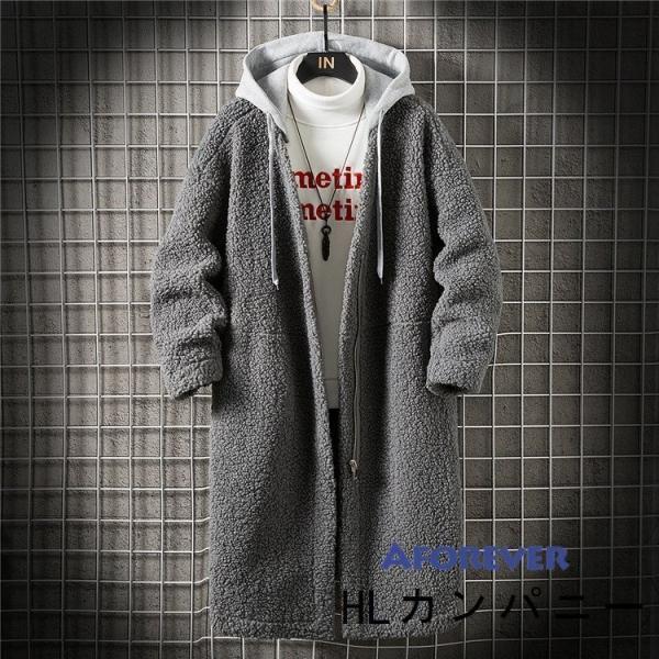 フリースジャケットメンズ無地ボアジャケットコート重ね着風ブルゾンフード付きアウター暖い秋冬お兄系 Century21sgr Com