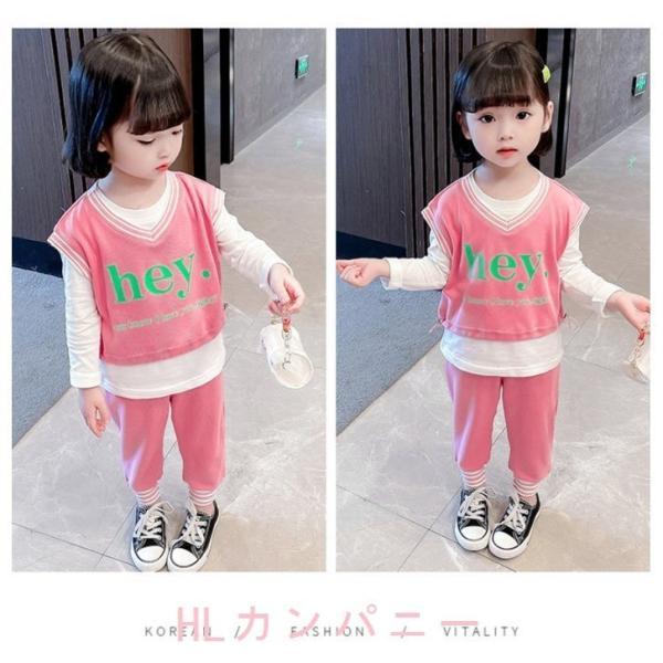 韓国子供服セットアップ女の子春服レジャージャージ3点セットベスト Tシャツ 長ズボンキッズ幼児上下セットファッション運動通学通園普段着 Pfd5pmctre Bioquimed Com Mx