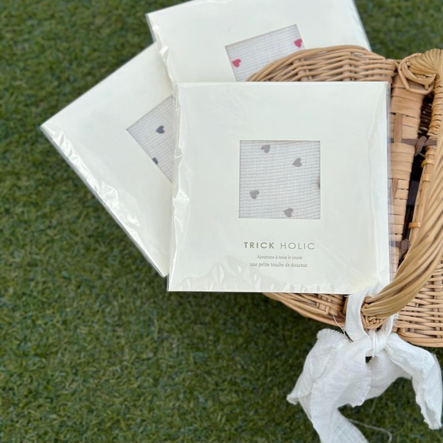 5点までネコポス可】Heart gauze handkerchief（約30×30cm）ダブル