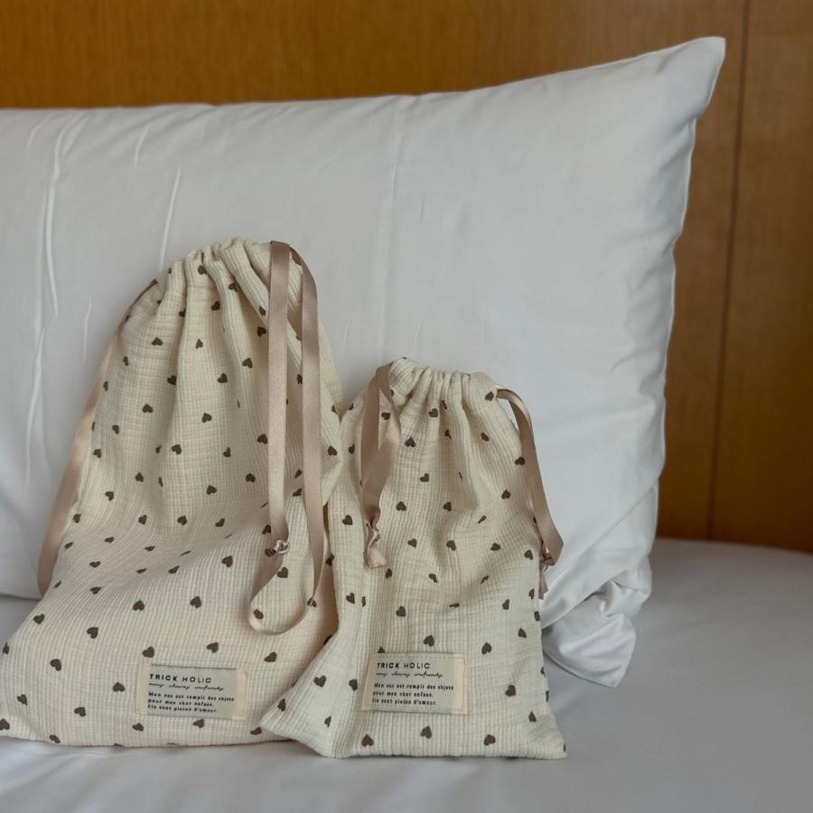 【2点までネコポス可】new cotton pouch  Heart（大+小）2枚set　巾着　パウチ　ポーチ　コットン　トリックホリック　TRICK HOLIC |  | 04