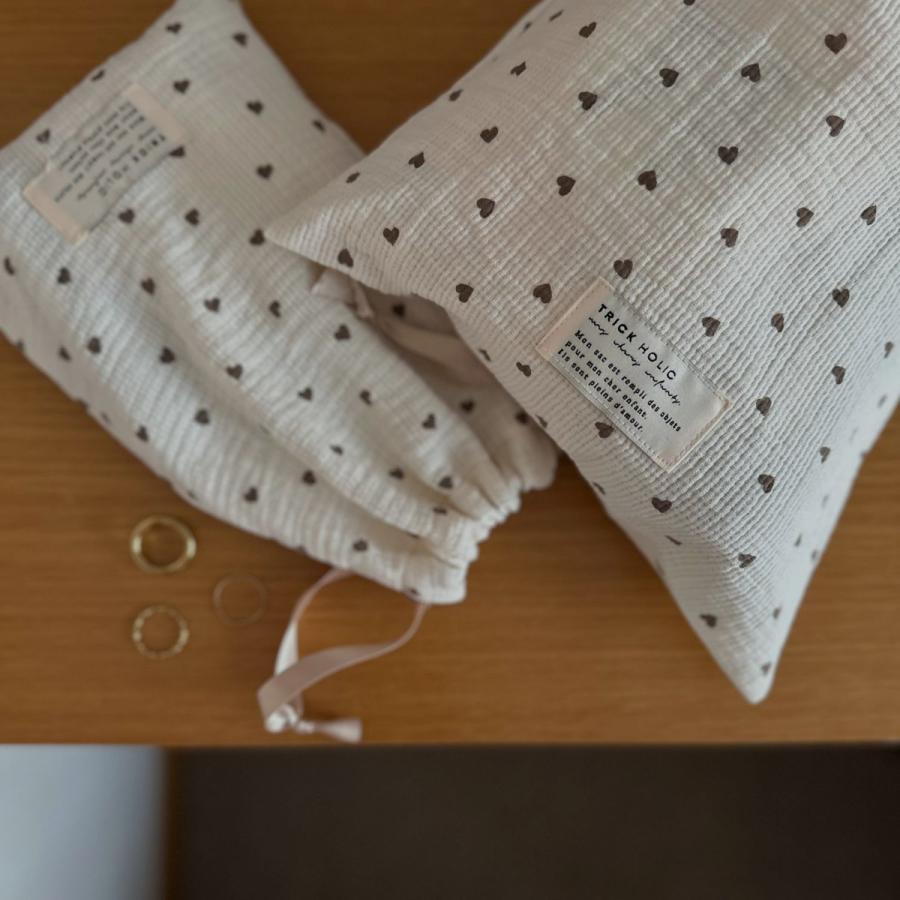 【2点までネコポス可】new cotton pouch  Heart（大+小）2枚set　巾着　パウチ　ポーチ　コットン　トリックホリック　TRICK HOLIC |  | 05