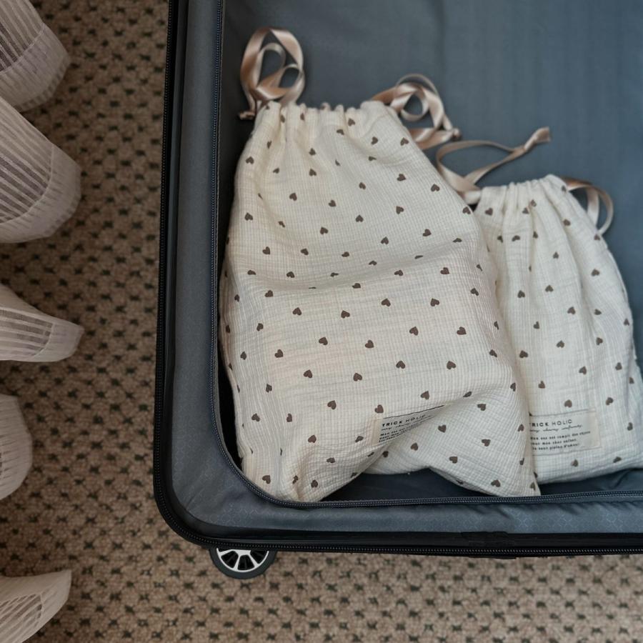 【2点までネコポス可】new cotton pouch  Heart（大+小）2枚set　巾着　パウチ　ポーチ　コットン　トリックホリック　TRICK HOLIC |  | 08