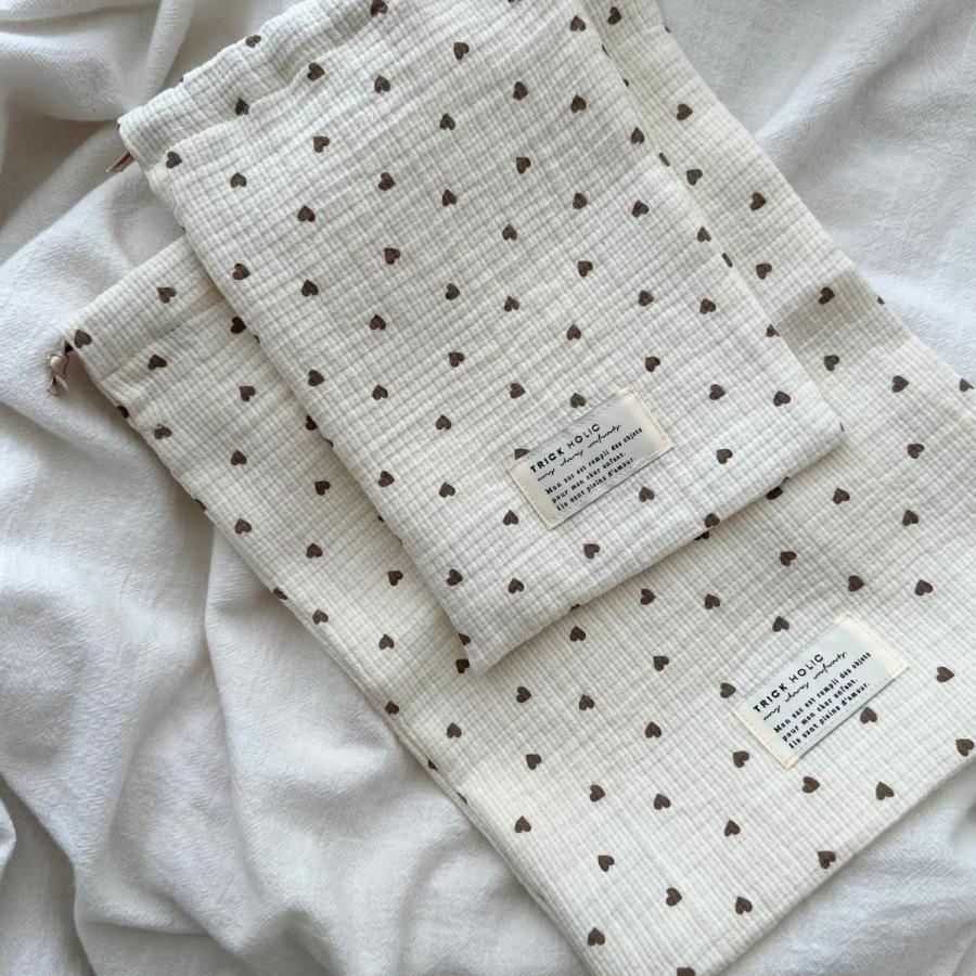 【2点までネコポス可】new cotton pouch  Heart（大+小）2枚set　巾着　パウチ　ポーチ　コットン　トリックホリック　TRICK HOLIC |  | 09