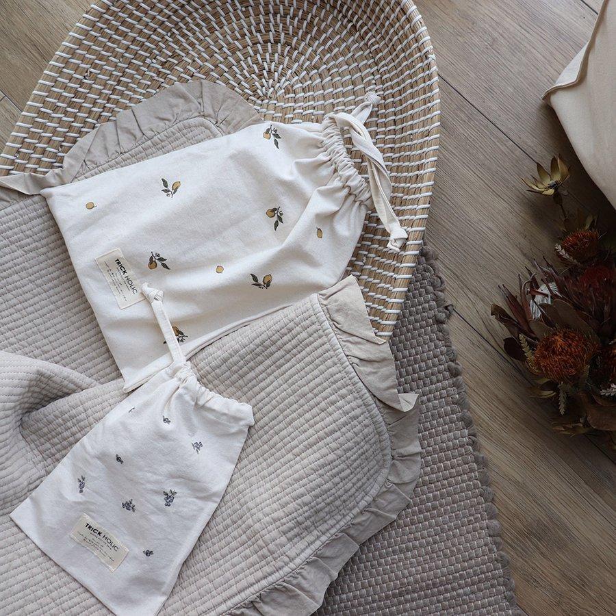 【2点までネコポス可】cotton pouch（vintage lemon & vintage blueberry）2枚set　レモン　ブルーベリー　パウチ　巾着　ポーチ　韓国製 |  | 02