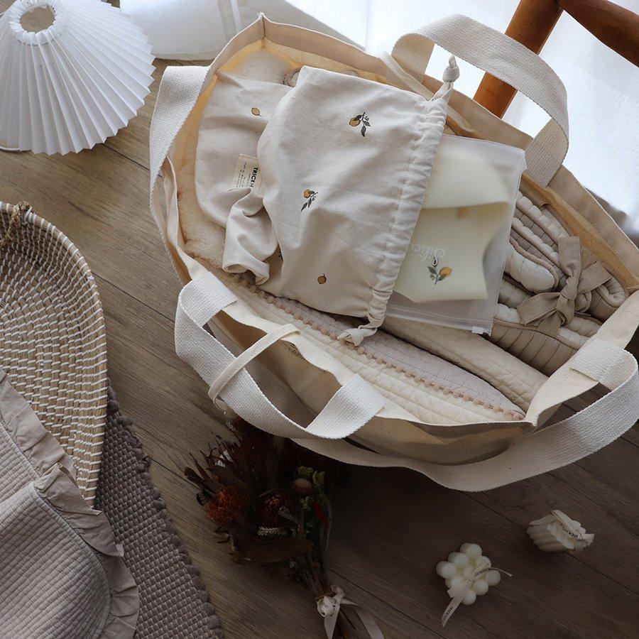 【2点までネコポス可】cotton pouch（vintage lemon & vintage blueberry）2枚set　レモン　ブルーベリー　パウチ　巾着　ポーチ　韓国製 |  | 05