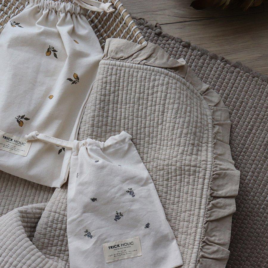 【2点までネコポス可】cotton pouch（vintage lemon & vintage blueberry）2枚set　レモン　ブルーベリー　パウチ　巾着　ポーチ　韓国製 |  | 06