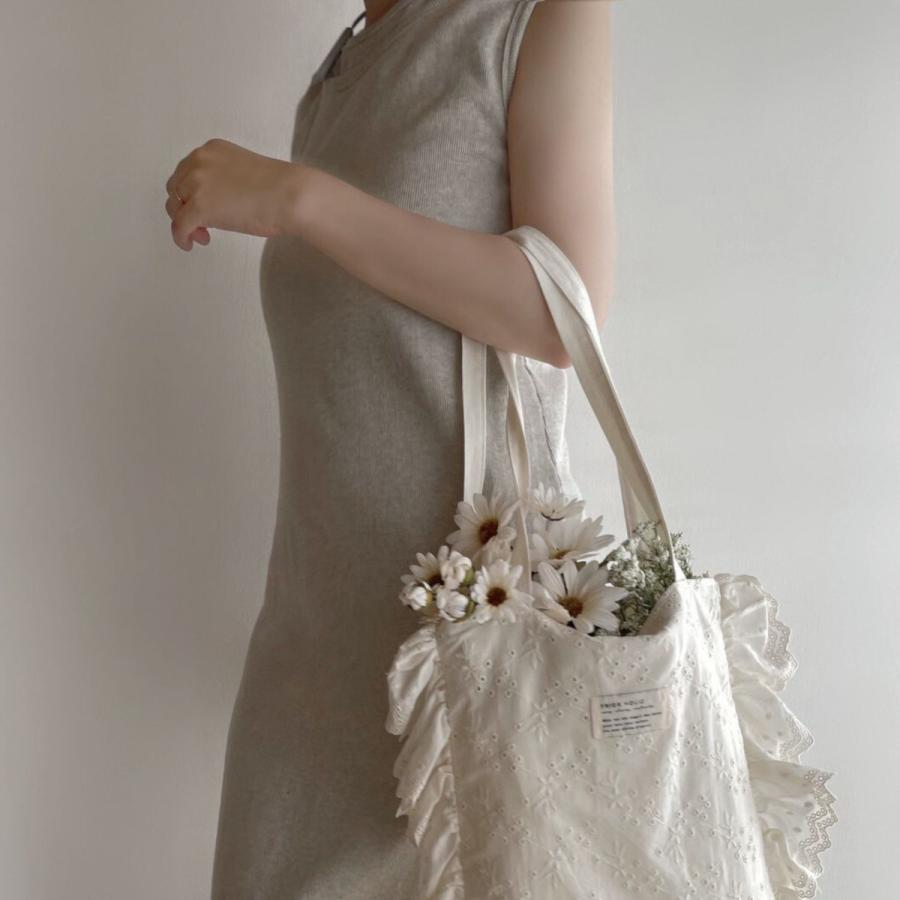 【1点までネコポス可】new eyelet lace cotton tote bag |  | 15