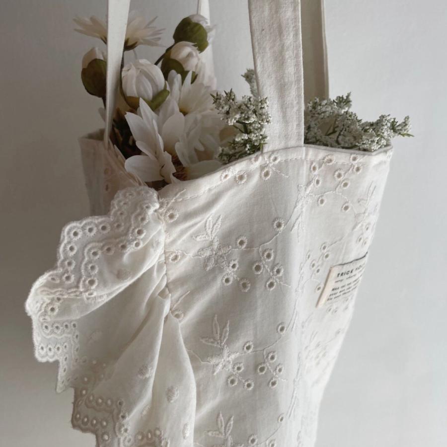 【1点までネコポス可】new eyelet lace cotton tote bag |  | 18