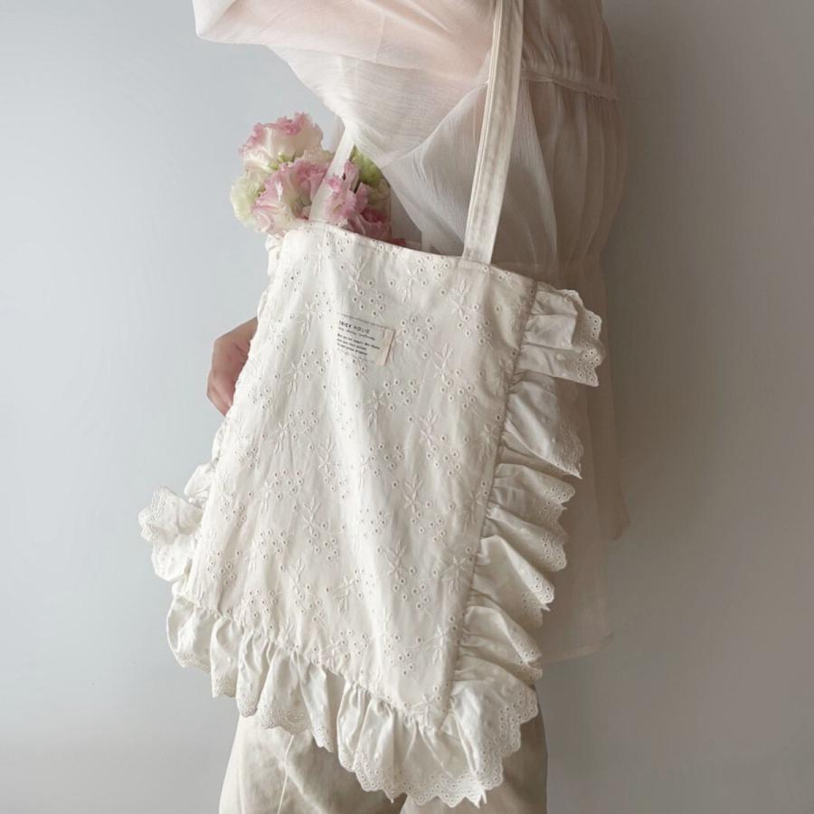 【1点までネコポス可】new eyelet lace cotton tote bag |  | 06