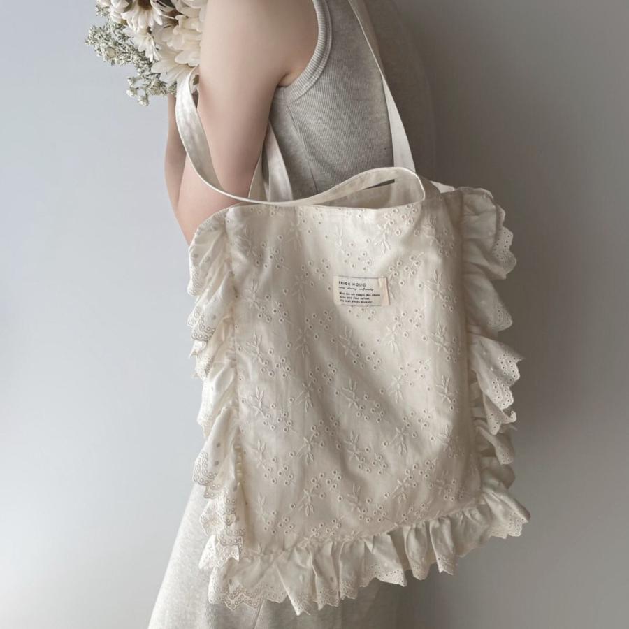 【1点までネコポス可】new eyelet lace cotton tote bag |  | 09