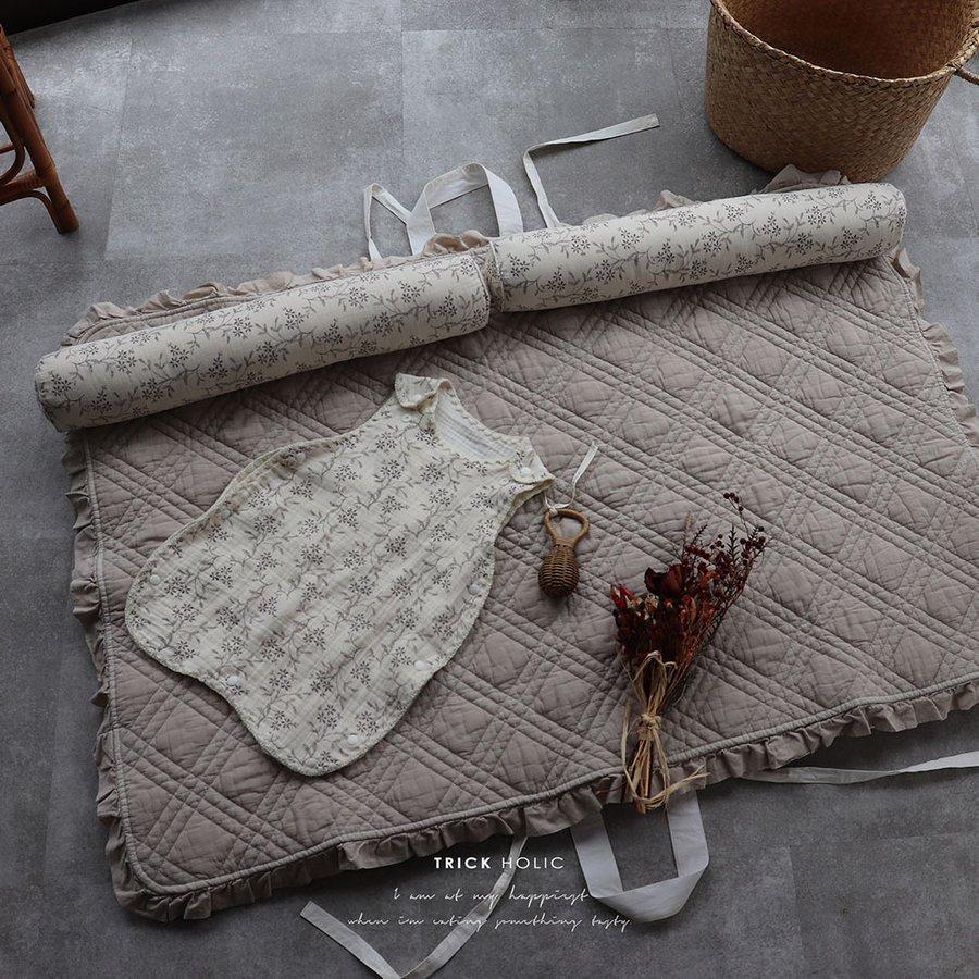 mini bolster cushion 無地・ビンテージフラワー（中綿付き