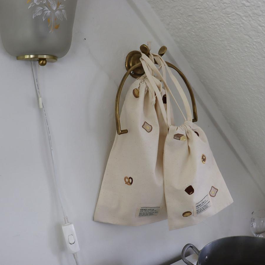 【2点までネコポス可】cotton pouch  pastry (大+小)2枚set小)　ペストリー　巾着　パウチ　ポーチ　コットン　トリックホリック |  | 08