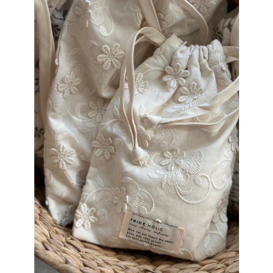 【1点までネコポス可】cotton pouch  garden flower (大+小) / vintage flower (大+小)　巾着　ポーチ　コットン　パウチ　TRICK HOLIC |  | 04