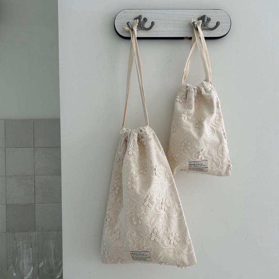 【1点までネコポス可】cotton pouch  garden flower (大+小) / vintage flower (大+小)　巾着　ポーチ　コットン　パウチ　TRICK HOLIC |  | 06