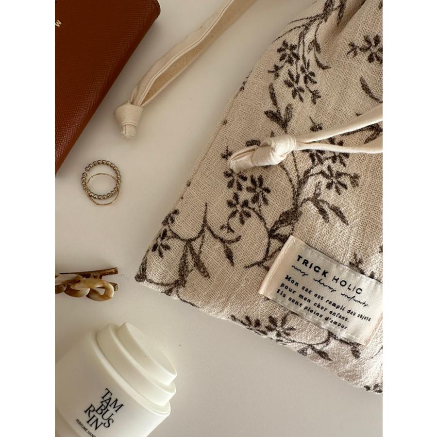 【1点までネコポス可】cotton pouch  garden flower (大+小) / vintage flower (大+小)　巾着　ポーチ　コットン　パウチ　TRICK HOLIC |  | 08