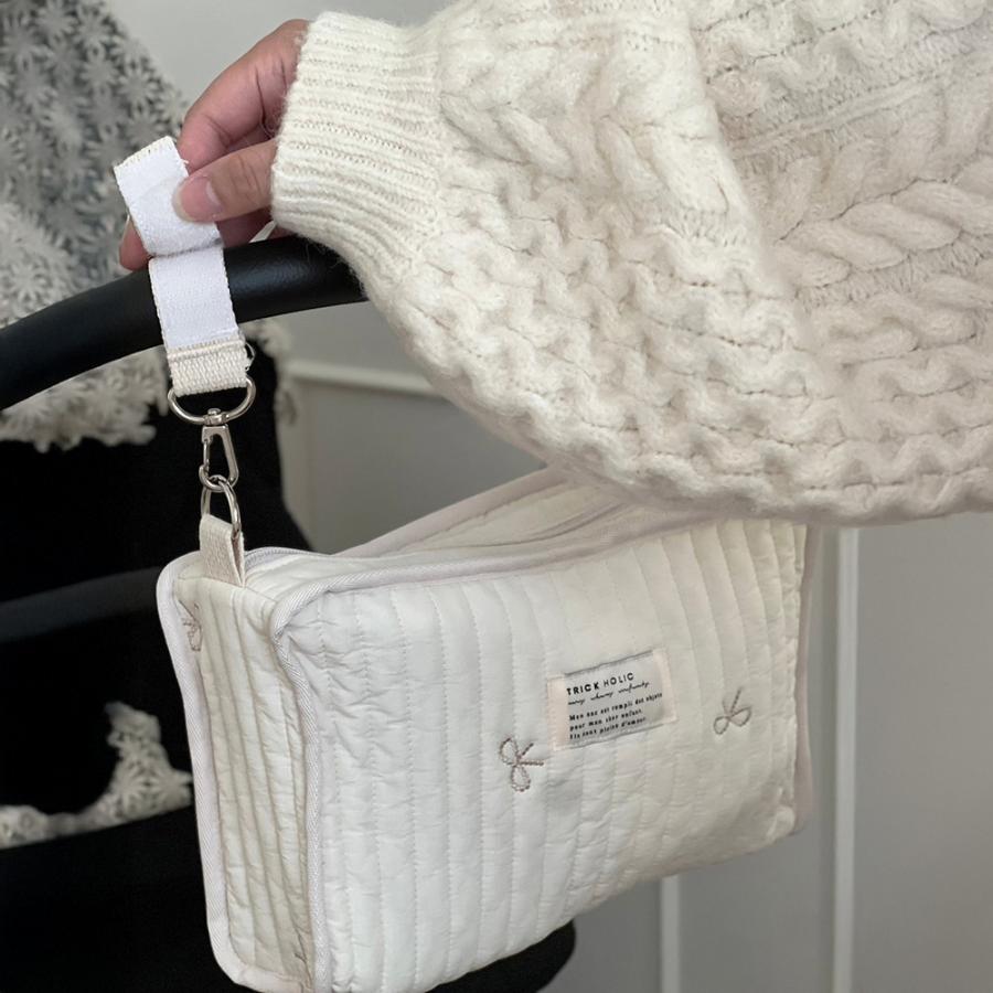 【2/18 PM 4頃再入荷 星月ベージュ】刺繍 Hanging pouch おむつポーチ　ribbon刺繍（2色）・星月・くま　おむつケース　おむつバッグ　TRICK HOLIC |  | 08