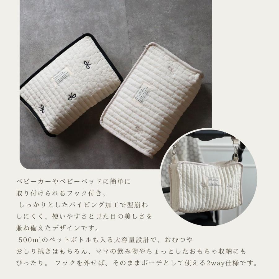 【2/18 PM 4頃再入荷 星月ベージュ】刺繍 Hanging pouch おむつポーチ　ribbon刺繍（2色）・星月・くま　おむつケース　おむつバッグ　TRICK HOLIC |  | 16