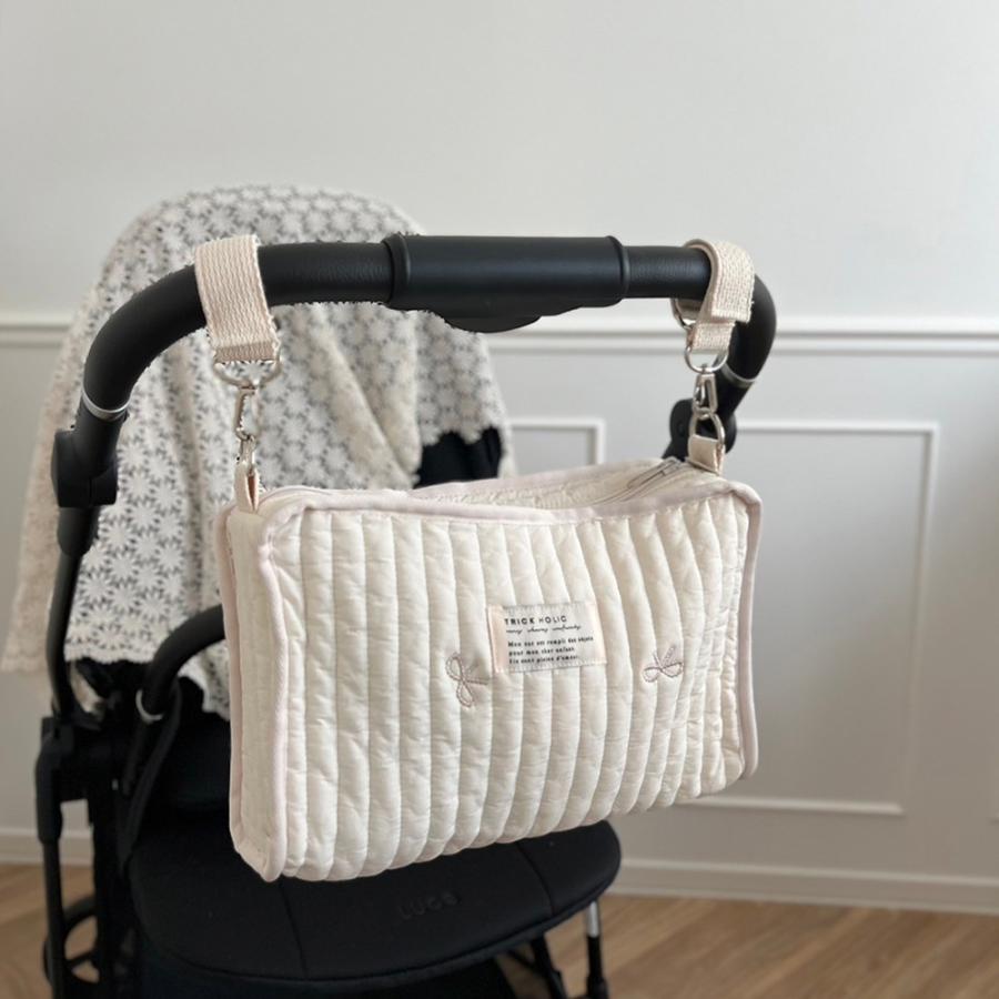 【2/18 PM 4頃再入荷 星月ベージュ】刺繍 Hanging pouch おむつポーチ　ribbon刺繍（2色）・星月・くま　おむつケース　おむつバッグ　TRICK HOLIC |  | 03