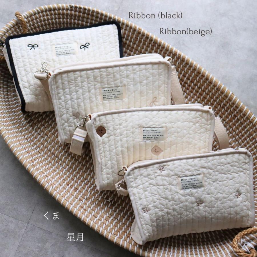 【2/18 PM 4頃再入荷 星月ベージュ】刺繍 Hanging pouch おむつポーチ　ribbon刺繍（2色）・星月・くま　おむつケース　おむつバッグ　TRICK HOLIC |  | 02