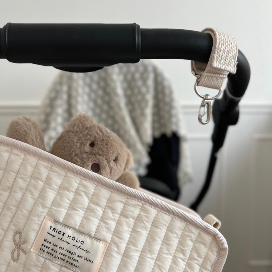 【2/18 PM 4頃再入荷 星月ベージュ】刺繍 Hanging pouch おむつポーチ　ribbon刺繍（2色）・星月・くま　おむつケース　おむつバッグ　TRICK HOLIC |  | 17