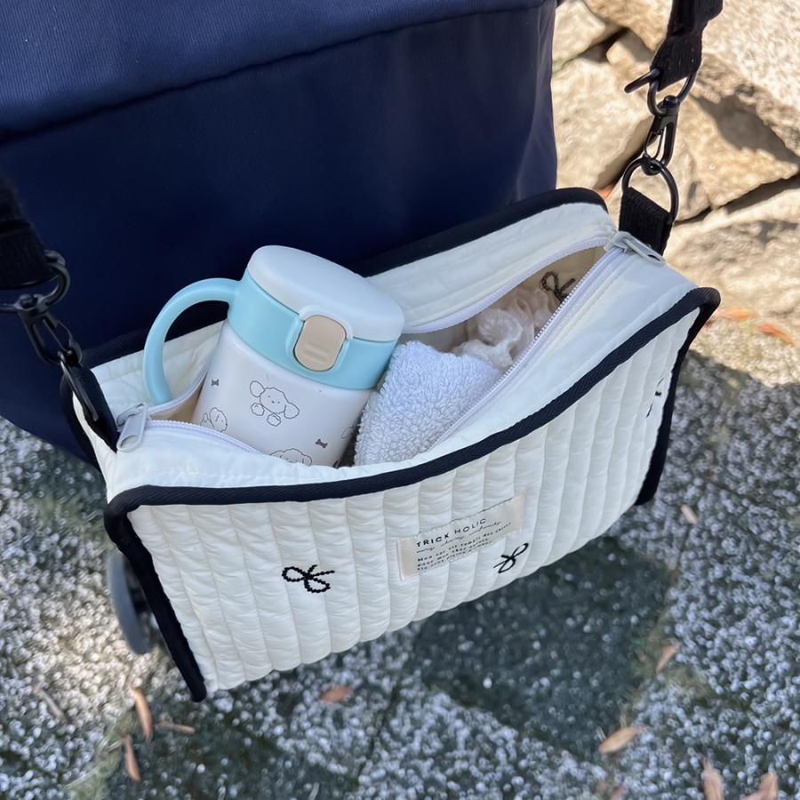 【2/18 PM 4頃再入荷 星月ベージュ】刺繍 Hanging pouch おむつポーチ　ribbon刺繍（2色）・星月・くま　おむつケース　おむつバッグ　TRICK HOLIC |  | 13