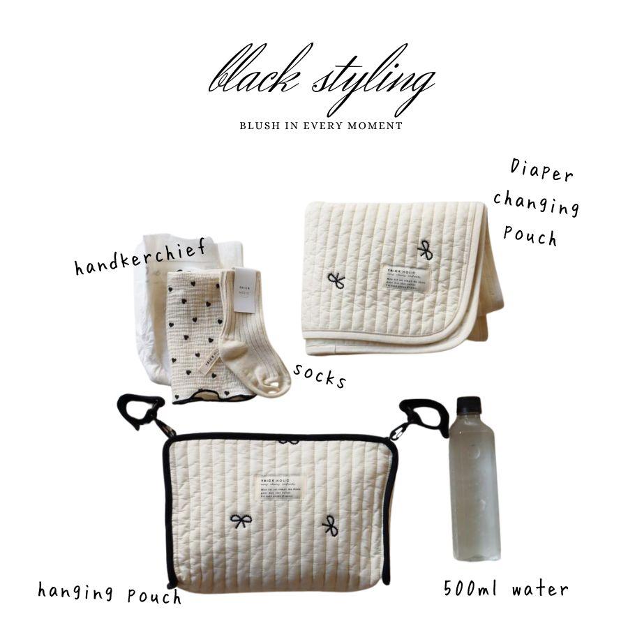 【2/18 PM 4頃再入荷 星月ベージュ】刺繍 Hanging pouch おむつポーチ　ribbon刺繍（2色）・星月・くま　おむつケース　おむつバッグ　TRICK HOLIC |  | 11