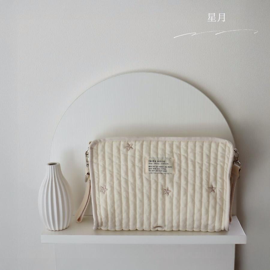 【2/18 PM 4頃再入荷 星月ベージュ】刺繍 Hanging pouch おむつポーチ　ribbon刺繍（2色）・星月・くま　おむつケース　おむつバッグ　TRICK HOLIC |  | 07