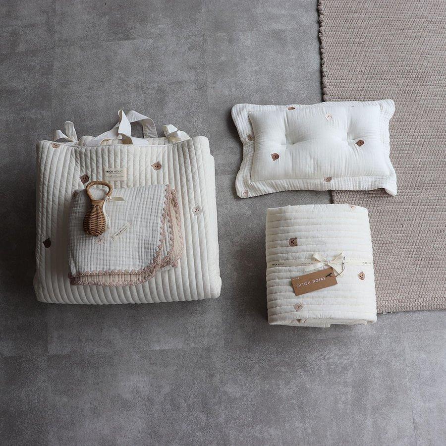 3重くまの刺繍 gauze pillow （一体型）ivory　クマ　刺繍　まくら　中綿　枕　韓国製　TRICK HOLIC　トリックホリック｜trickholic｜02