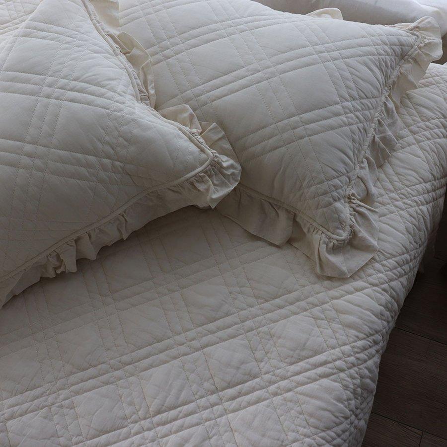 1点までネコポス可】中綿増量 french frill quilt ibul 枕カバー 約40 