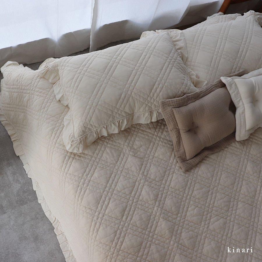 1点までネコポス可】中綿増量 french frill quilt ibul 枕カバー 約40