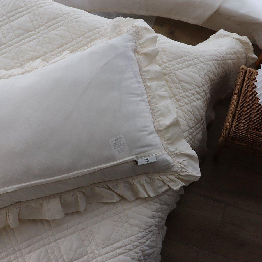 1点までネコポス可】中綿増量 french frill quilt ibul 枕カバー 約40