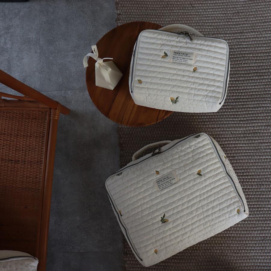 【1点までネコポス可】quilting trunk bag 星と月 / くま / 星月 / レモン刺繍キルティングトランクバッグ　Sサイズ　おむつケース |  | 01