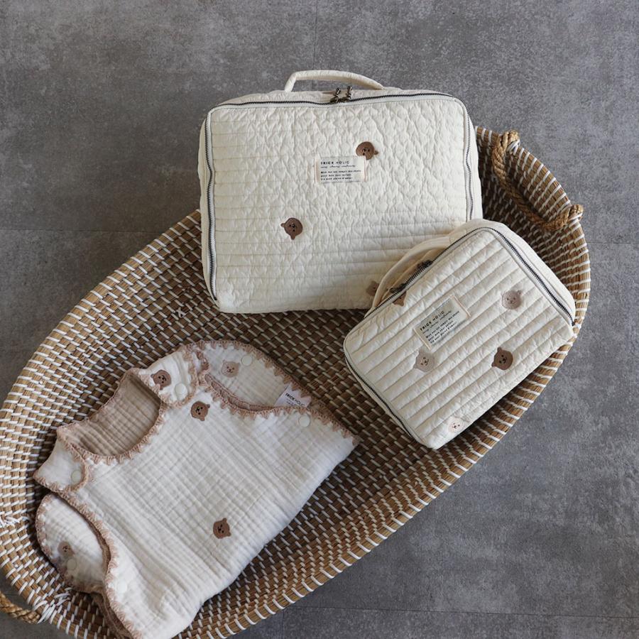 【1点までネコポス可】quilting trunk bag 星と月 / くま / 星月 / レモン刺繍キルティングトランクバッグ　Sサイズ　おむつケース |  | 04