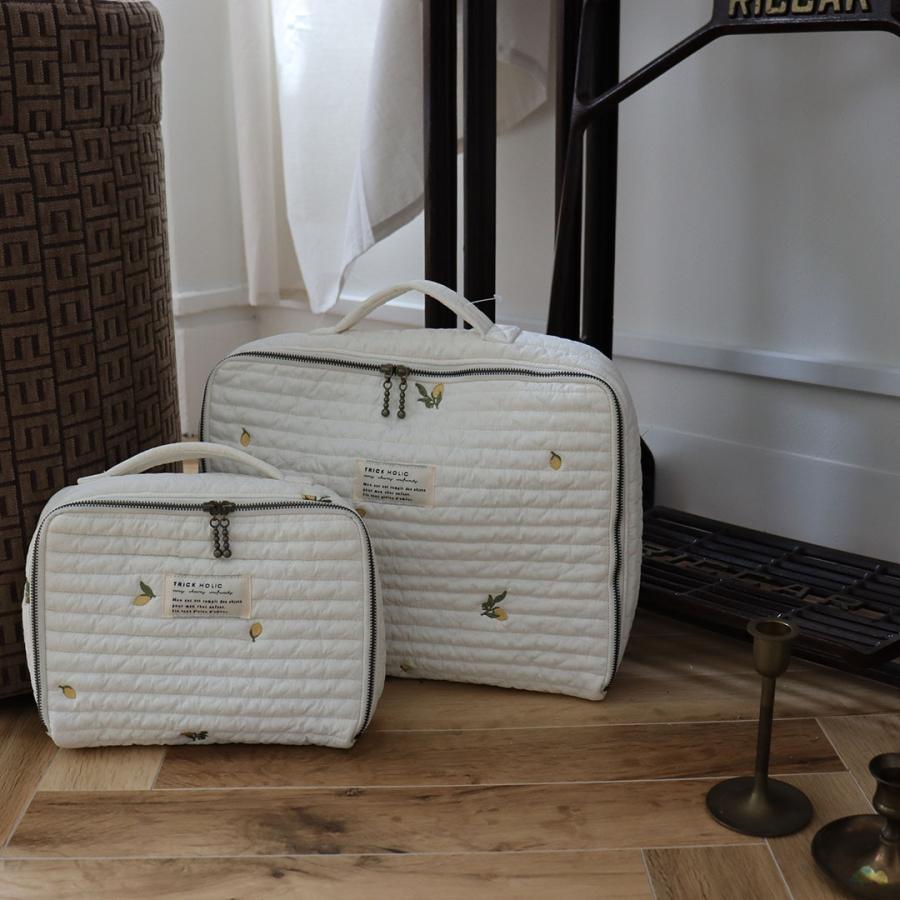 【1点までネコポス可】quilting trunk bag 星と月 / くま / 星月 / レモン刺繍キルティングトランクバッグ　Sサイズ　おむつケース |  | 09