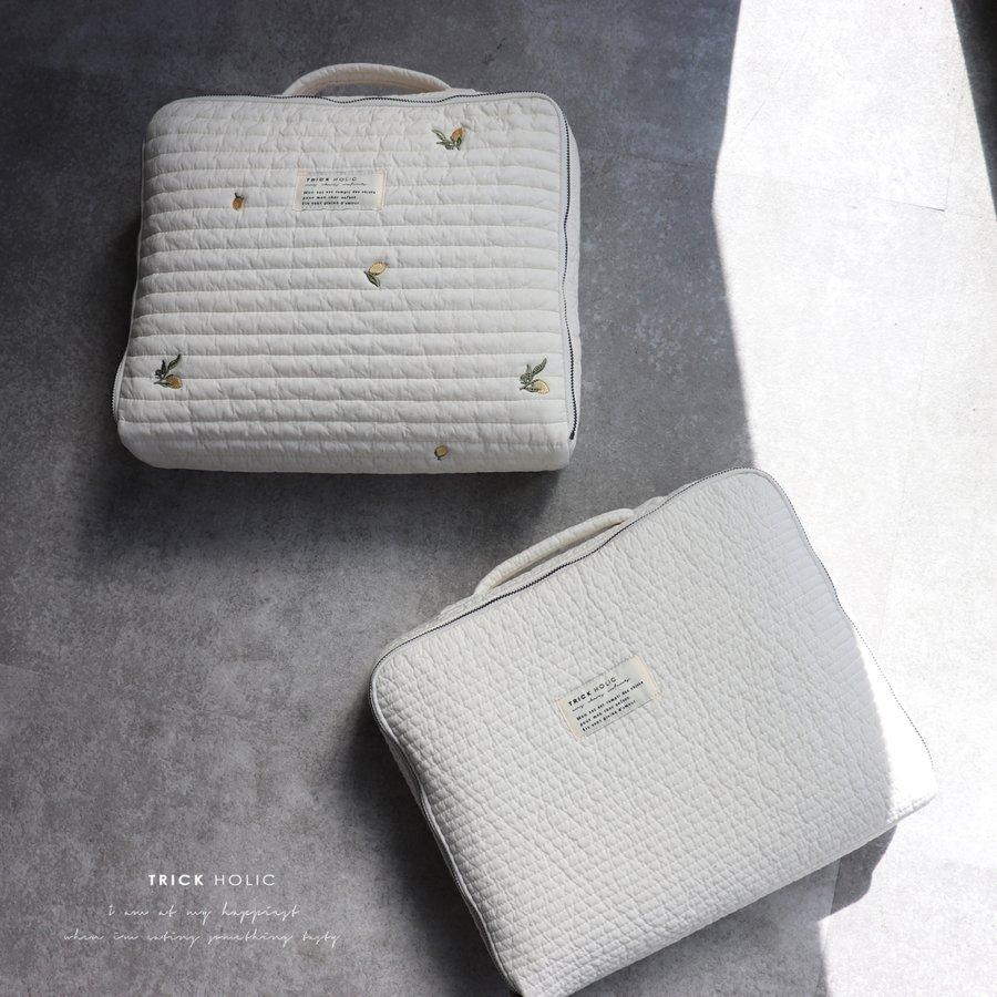 TRICK HOLIC quilting trunk bag 刺繍キルティングトランクバッグ　Mサイズ　おむつケース　おむつバッグ |  | 02